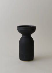 Small Oko Vase no. 2 in Charcoal Stripe - Victoria Morris
